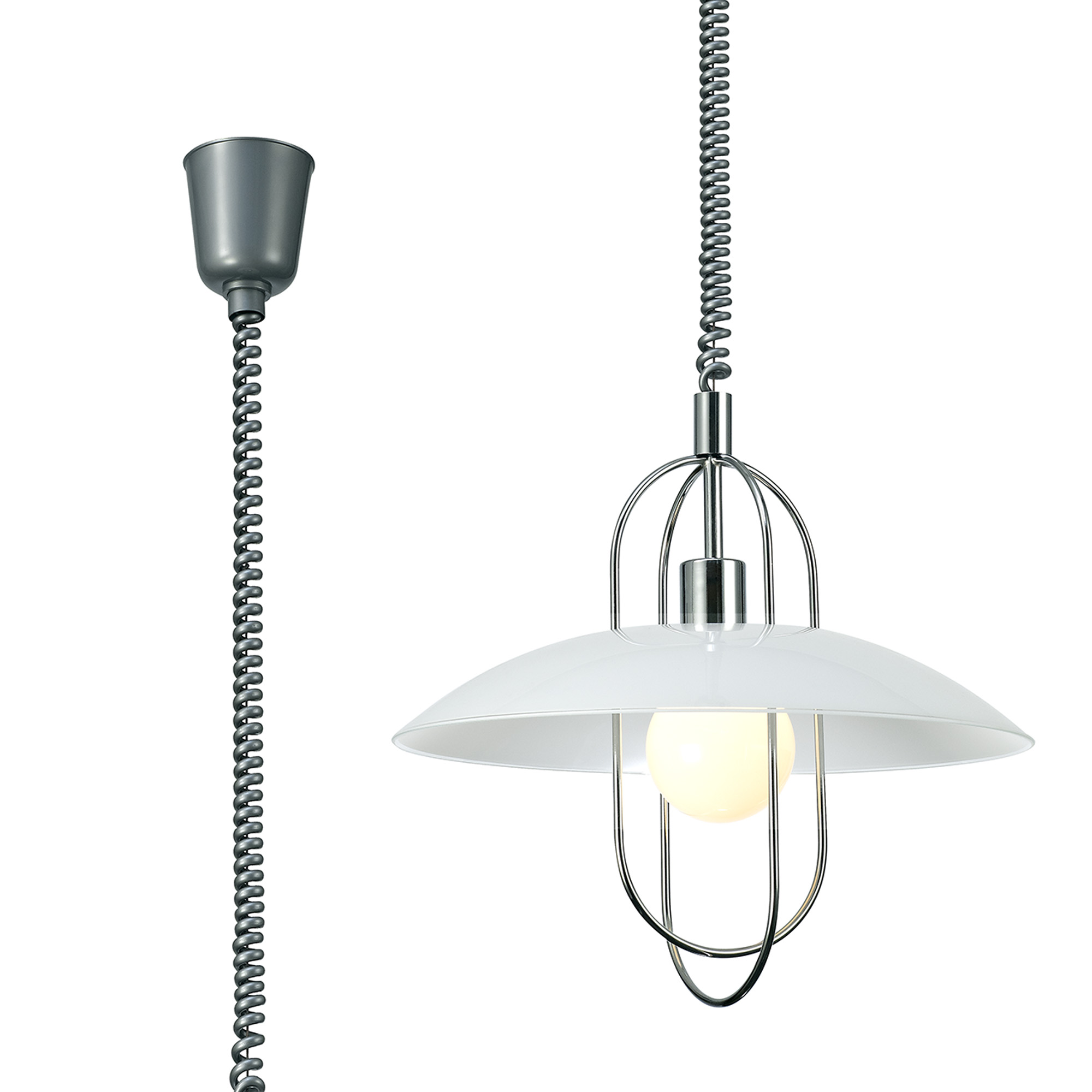 D0265  Riva Glass Rise & Fall Pendant 1 Light Polished Chrome